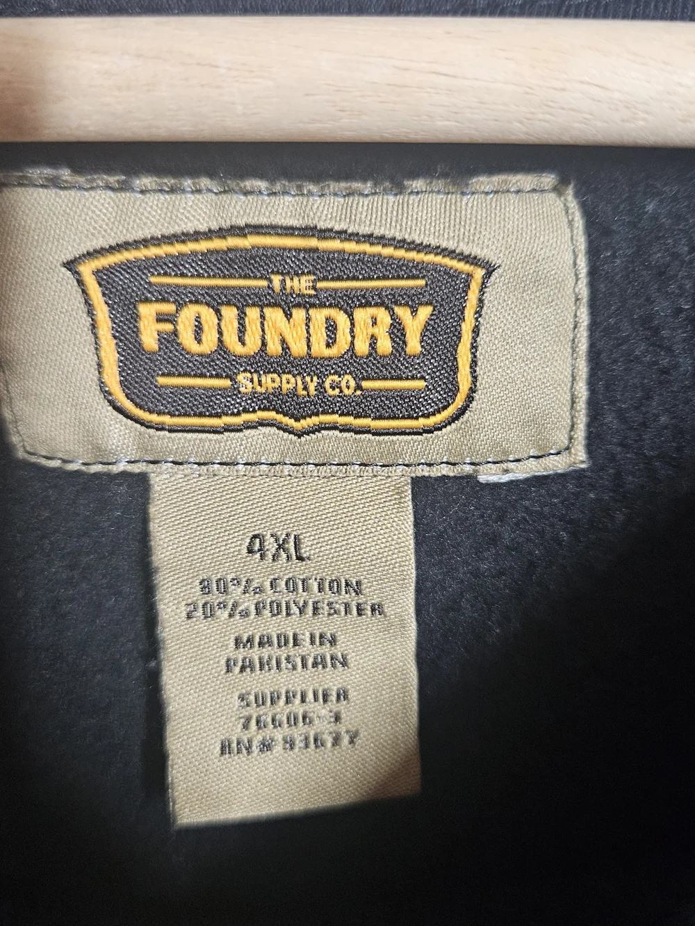 Foundry Mens Cotton Sweatshirt Solid Black Pullover 4XL Crew Neck Big and Tall